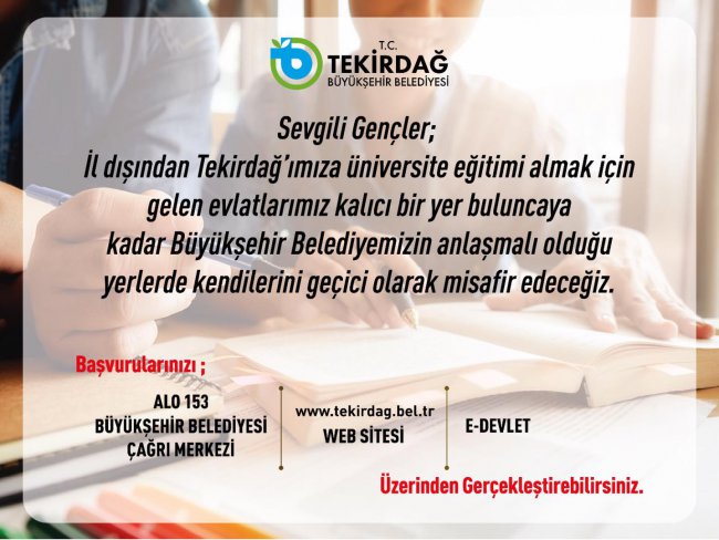 Büyükşehirden Üniversite Öğrencilerine Geçici Konaklama Desteği