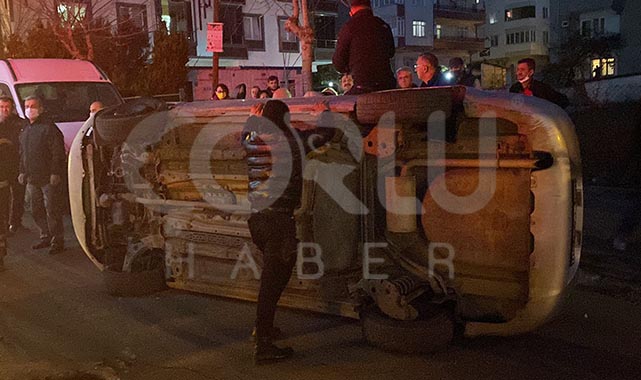 Yol Çökünce Otomobil Devrildi, 2'si Çocuk 4 Kişi Ölümden Döndü
