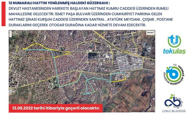 Çorlu'da 1 Otobüs Hattı Kaldırıldı, 3 Hattın Güzergahı Değişti