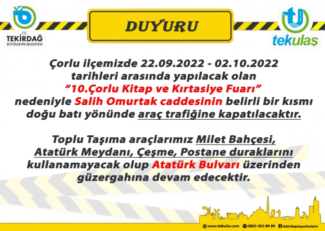 10 Gün Boyunca Toplu Taşıma Araçları Bu Caddeye Girmeyecek