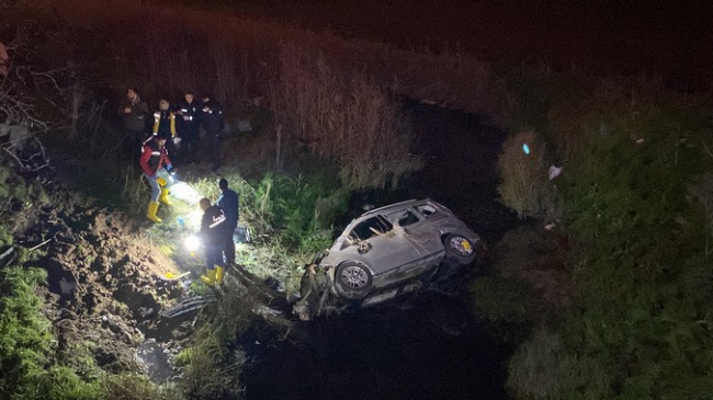Çorlu'da Feci Kaza! Araç Dereye Uçtu, 1 Ölü 3 Yaralı