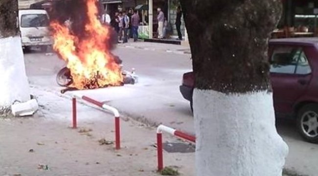 Kırklareli'de Motorsiklet Yangını