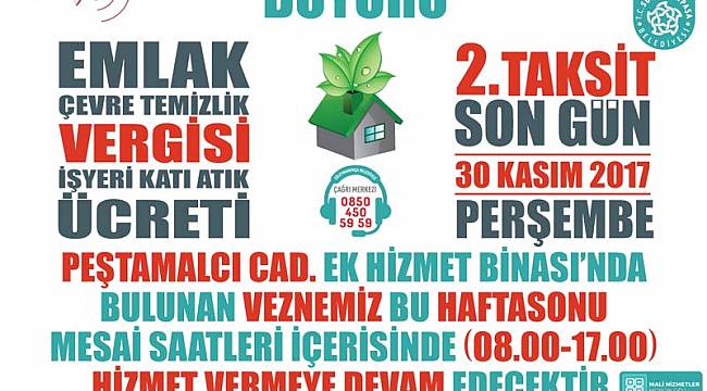 Emlak ve Çevre Temizlik Vergisi ödemesinde son üç gün
