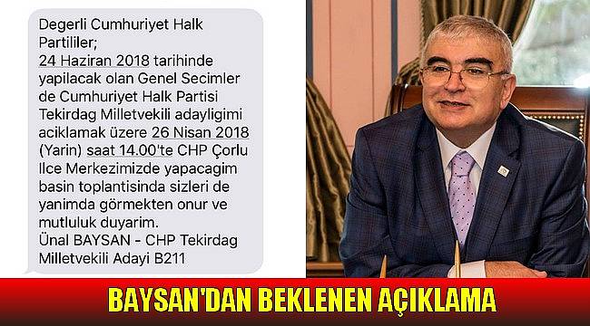 Başkan Baysan’dan Adaylık Mesajı