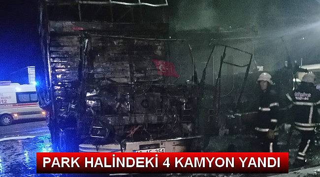 Park Halindeki 4 Kamyon Yandı