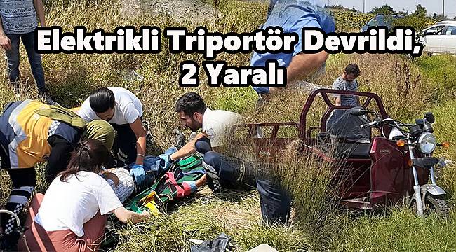 Elektrikli Triportör Devrildi, 2 Yaralı