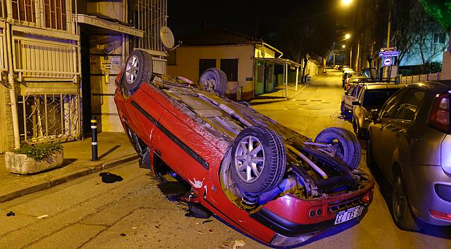 Bursa'da Alkollü Sürücü Takla Atan Otomobilden Yara Almadan Kurtuldu