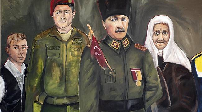 Hastanenin Kantin Duvarına Türkiye'nin Kahramanlarını Resmetti