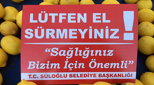 Pazar Tezgahlarına Koronavirüse Karşı Uyarıcı Kartlar Asıldı