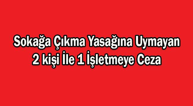 Sokağa Çıkma Yasağına Uymayan 2 kişi İle 1 İşletmeye Ceza