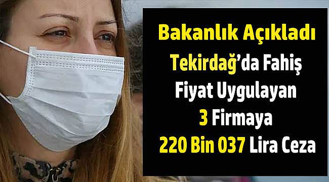 Tekirdağ'da Maskeyi Fahiş Fiyata Satan 3 Firmaya 220 Bin 037 Lira Ceza