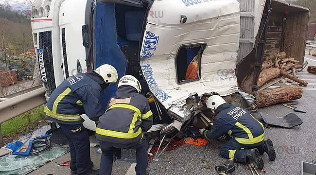 Tomruk Yüklü Tır Devrildi, 2 Ölü