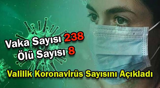 Valilik Koronavirüs Sayısını Açıkladı, 238 Vaka 8 Ölüm