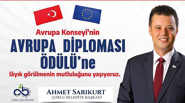 Çorlu Belediyesi'ne Avrupa Konseyi’nden Büyük Ödül