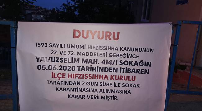 Kocaeli'de Bir Sokak Karantinaya Alındı