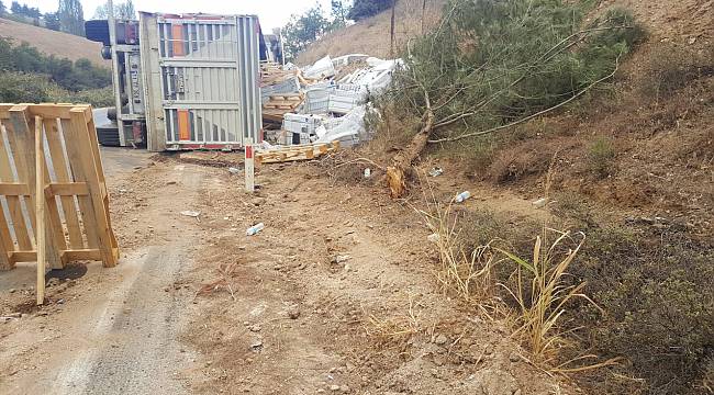 Bilecik'te Devrilen Seramik Yüklü Tırın Sürücüsü Yaralandı