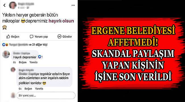 Ergene Belediyesi Affetmedi! Skandal Paylaşım Yapan Kişinin İşine Son Verildi