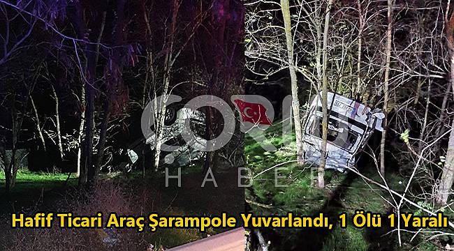 Hafif Ticari Araç Şarampole Yuvarlandı, 1 Ölü 1 Yaralı
