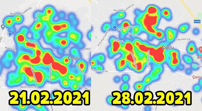 Çorlu’da Koronavirüs Haritası 7 Günde Değişti