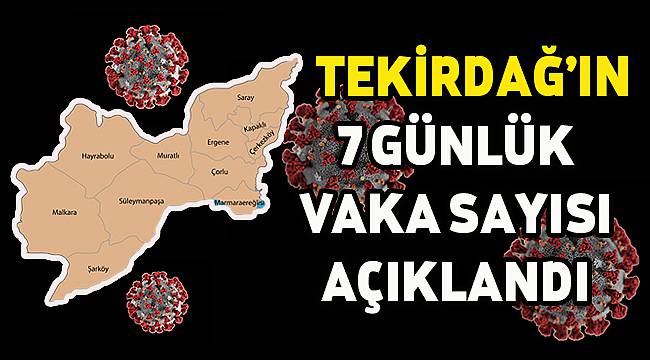 Tekirdağ'ın 7 Günlük Vaka Sayısı Açıklandı