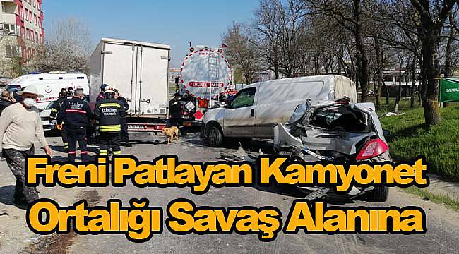Freni Patlayan Kamyonet Ortalığı Savaş Alanına Çevirdi
