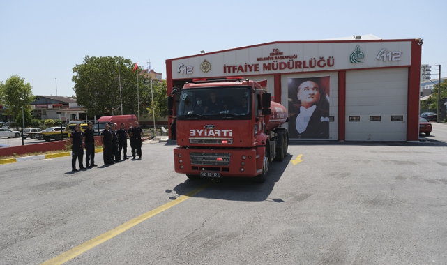 Edirne'den Bir İtfaiye Ekibi Daha Muğla'daki Yangınlara Müdahale İçin Yola Çıktı