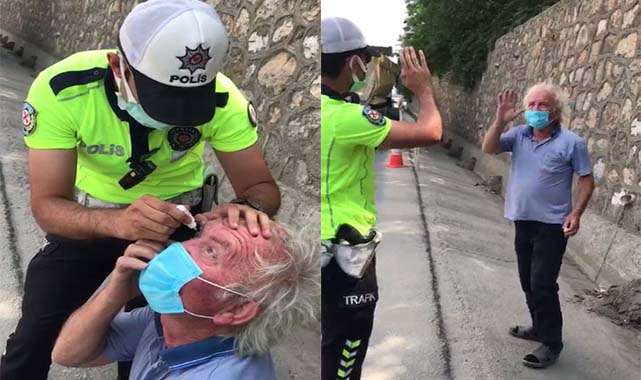 Sakarya'da Gözünden Rahatsızlanan Tır Şoförüne Trafik Polisi Damla Damlattı