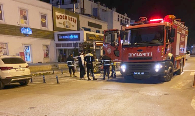 Gelibolu'da Park Halindeki Motosiklet Yandı