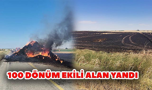 Saman Balyası Yüklü Römorkta Çıkan Yangın Buğday Tarlasına Sıçradı!