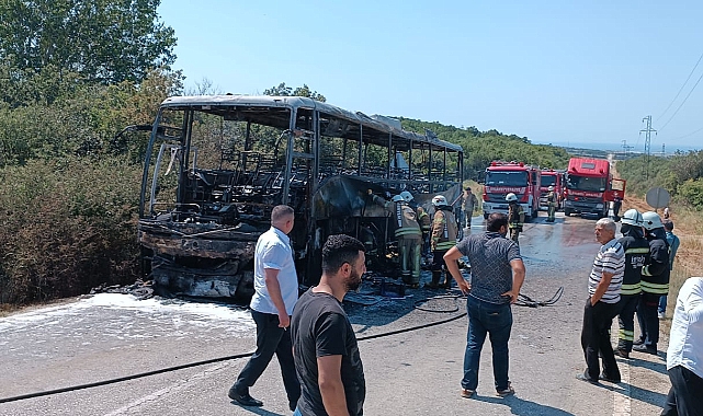 Çerkezköy'e Giden Yolcu Otobüsü Alev Alev Yandı