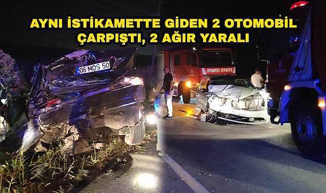 Aynı İstikamette Giden 2 Otomobil Çarpıştı, 2 Ağır Yaralı