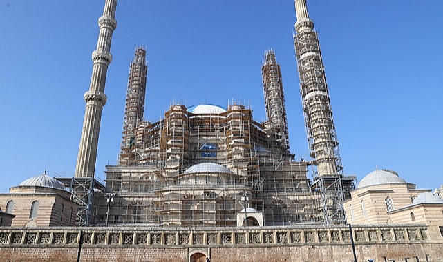 Selimiye Camisi&#039;nde Restorasyon Sürüyor