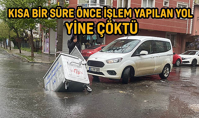 Yine Aynı Sokak! Kısa Bir Süre Önce İşlem Yapılan Yol Yine Çöktü