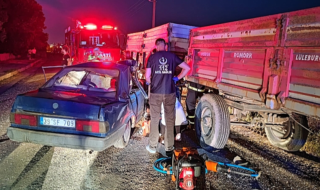 Otomobil Traktör Römorkuna Çarptı, 1 Ölü