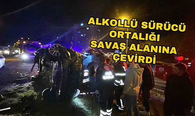 Alkollü Sürücü 3 Aracı Biçti, Duvara Çarparak Durdu! 3 Kişi Yaralandı