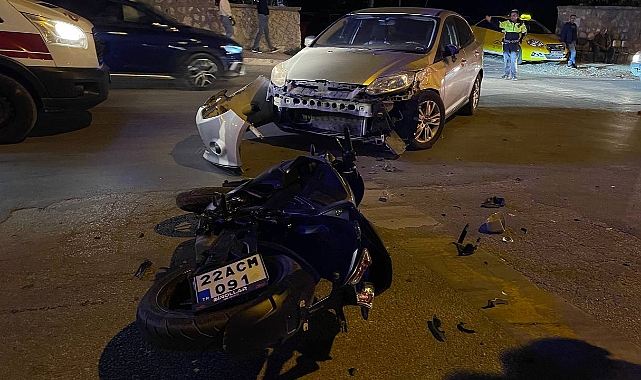 Otomobille Motosiklet Çarpıştı, 1 Yaralı