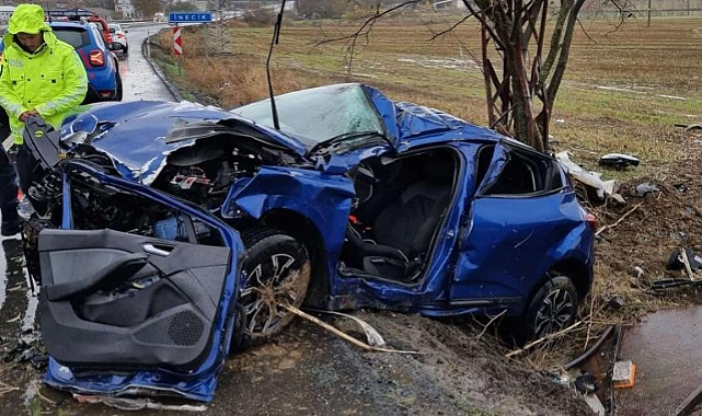 Otomobil Elektrik Direğine Çarptı, Sürücü Ağır Yaralandı