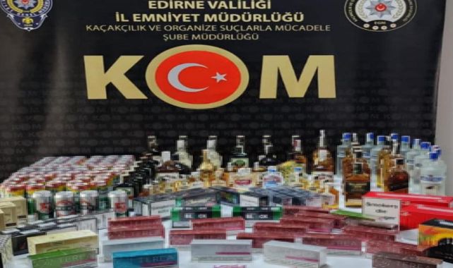 Edirne'de kaçak sigara ve içki ele geçirildi