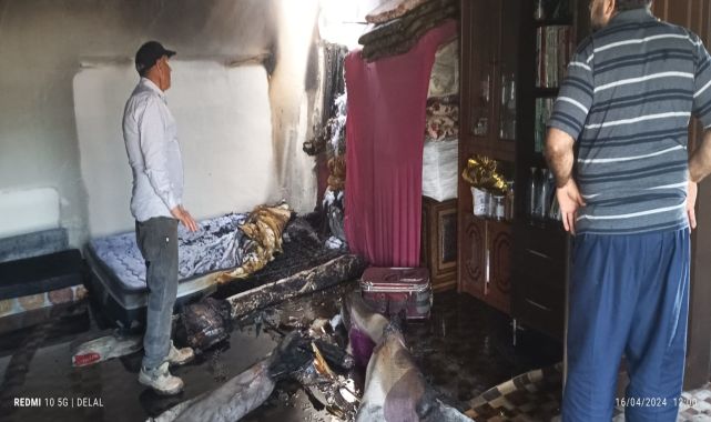 Cami lojmanı, tadilat sırasında çıkan yangında kullanılamaz hale geldi