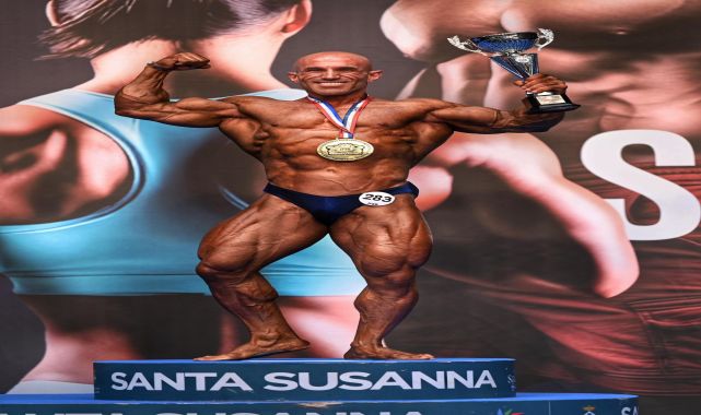 Milli sporcu zabıta amiri, vücut geliştirmede Avrupa Şampiyonu oldu