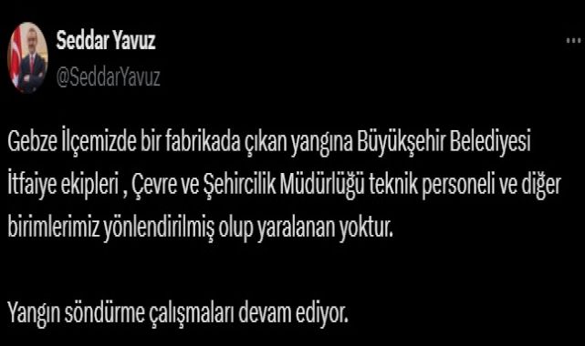 Gebze'de boya fabrikasında yangın
