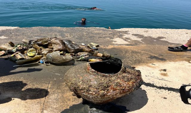 Saros’ta dip temizliği yapan dalgıçlar ‘amfora’ buldu