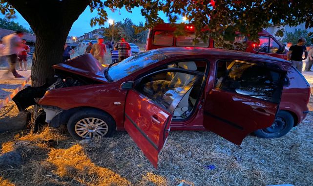 Balıkesir'de otomobil, ağaca çarptı: 1'i bebek 2 ölü, 4'ü çocuk 6 yaralı
