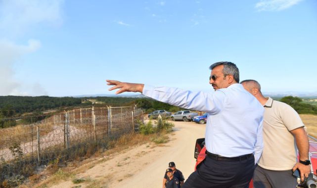 Edirne Valisi Sezer, Bulgaristan'daki yangınla ilgili sınır hattında inceleme yaptı