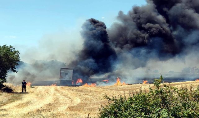 Kırklareli'de biçerdöverle hasat yapılırken tarlada tankeri bulundurulacak