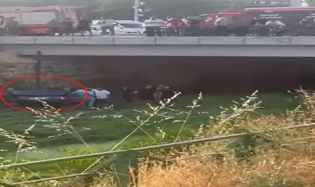 Köprü korkuluklarını aşan otomobil dere yatağına düştü: 1 yaralı