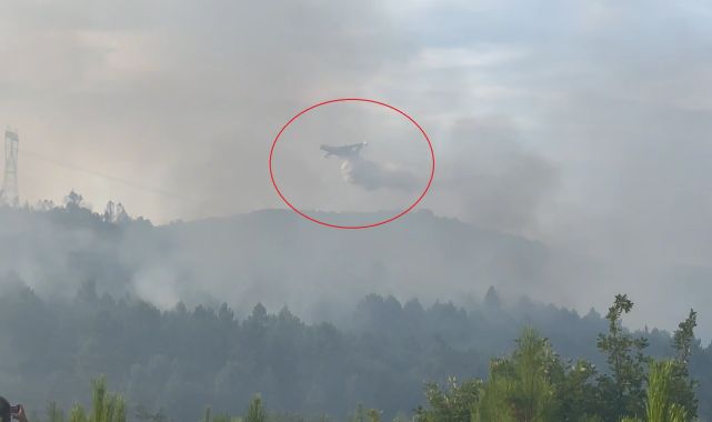 Rusya'dan kiralanan Be-200 amfibi yangın söndürme uçağı, Yalova'daki yangında 58 ton su attı