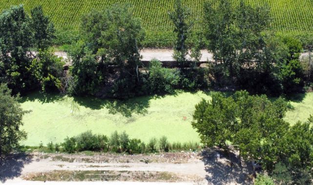 Tunca Nehri kurudu, yanındaki yolda 2 metrelik yarık ve çökme oldu