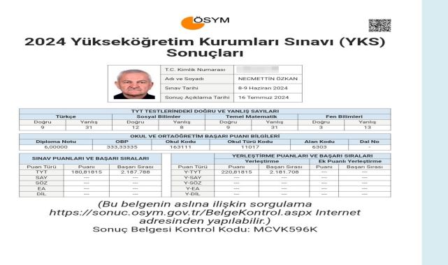 YKS'den 220 puan alan 70 yaşındaki kasap, tercih yapmadı