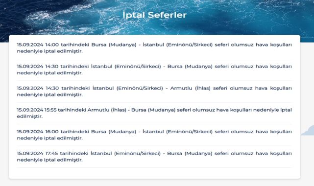 BUDO'nun 6 seferi iptal edildi